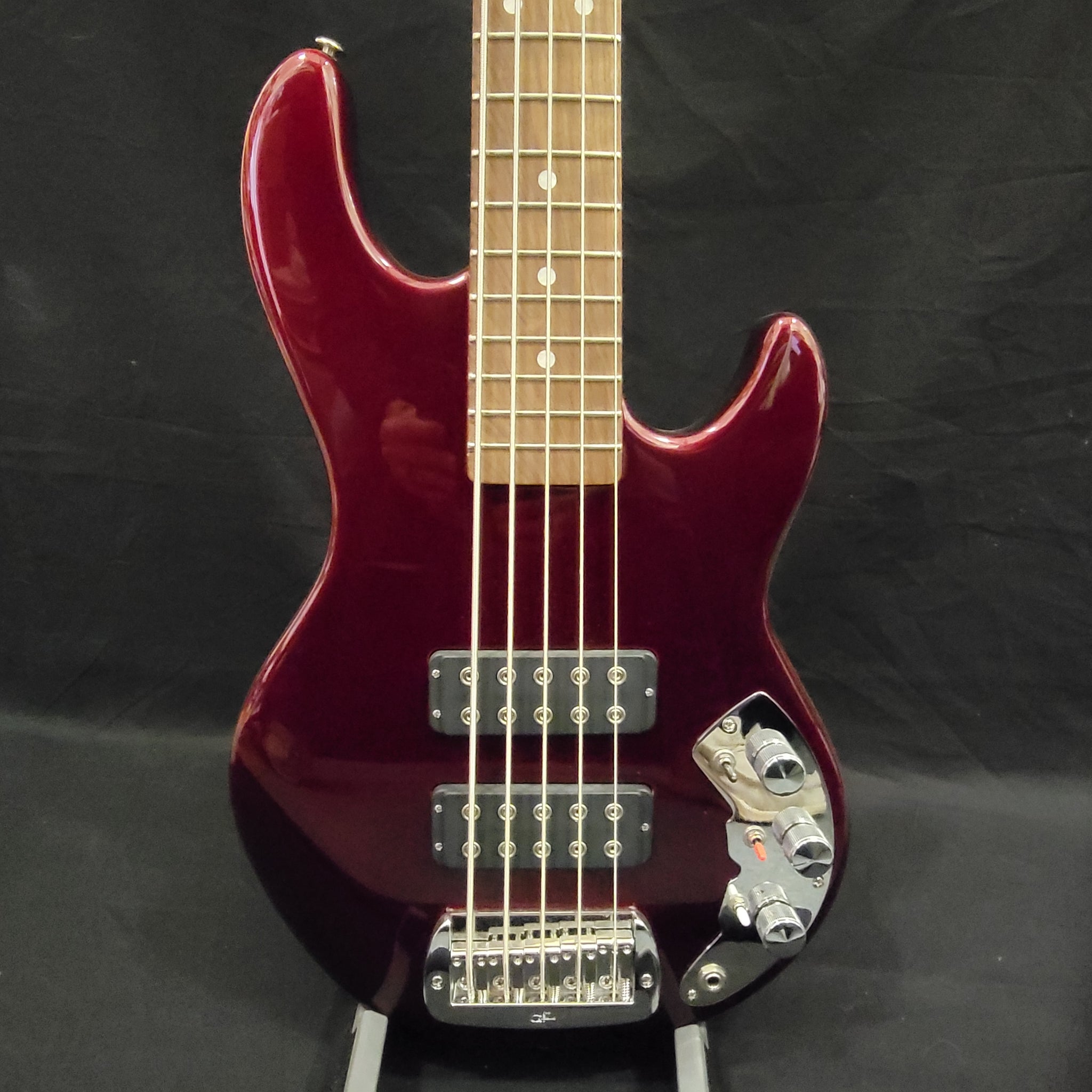 G&L CLF Research L-2500 5 String Bass, Ruby Red Metallic With Case