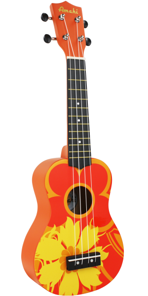 Amahi Soprano Orange Flower Ukulele DDUK5