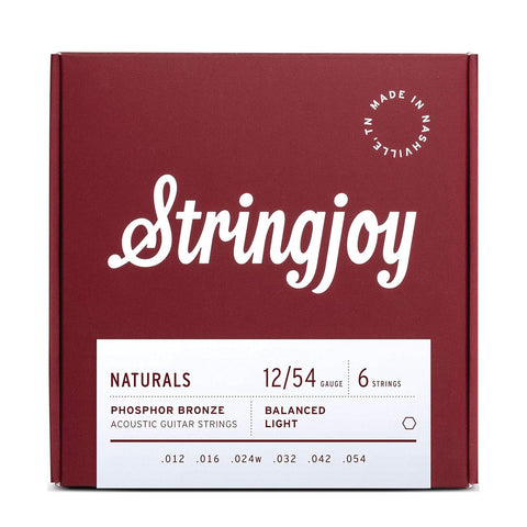 Stringjoy Naturals Phosphor Bronze Acoustic Guitar Strings Light Gauge (12-54)
