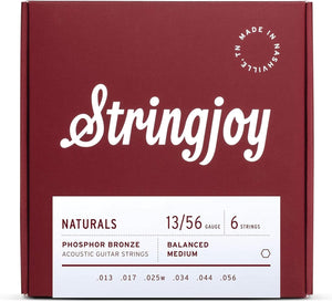 Stringjoy Naturals Phosphor Bronze Acoustic Guitar Strings  Medium Gauge (13-56)