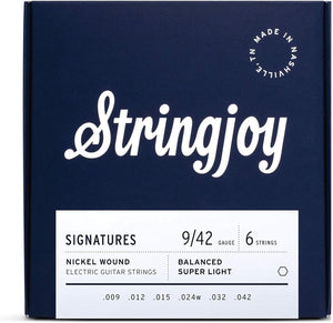 Stringjoy Signatures Nickel Wound Electric Guitar Strings Balanced Super Light Gauge (9-42)