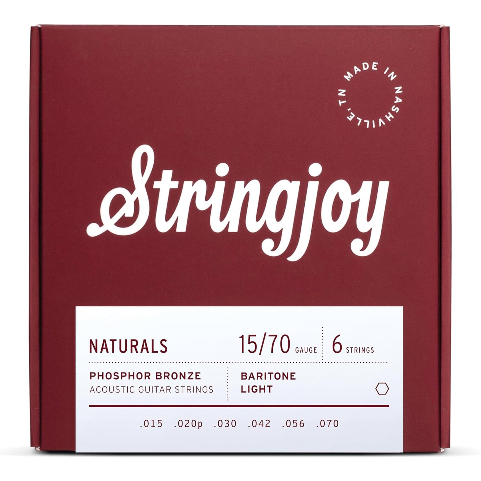 Stringjoy Naturals Phosphor Bronze Acoustic Baritone Guitar Strings Light Gauge (15-70)