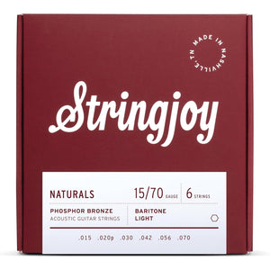 Stringjoy Naturals Phosphor Bronze Acoustic Baritone Guitar Strings Light Gauge (15-70)