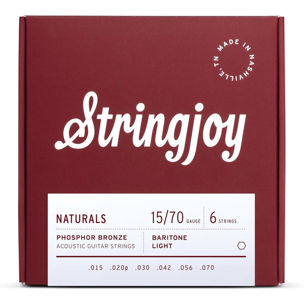 Stringjoy Naturals Phosphor Bronze Acoustic Baritone Guitar Strings Light Gauge (15-70)