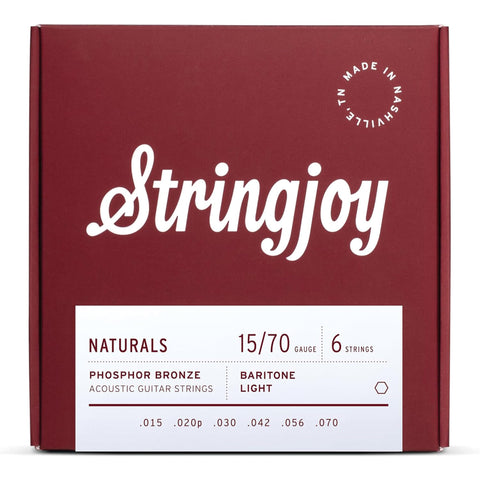 Stringjoy Naturals Phosphor Bronze Acoustic Baritone Guitar Strings Light Gauge (15-70)