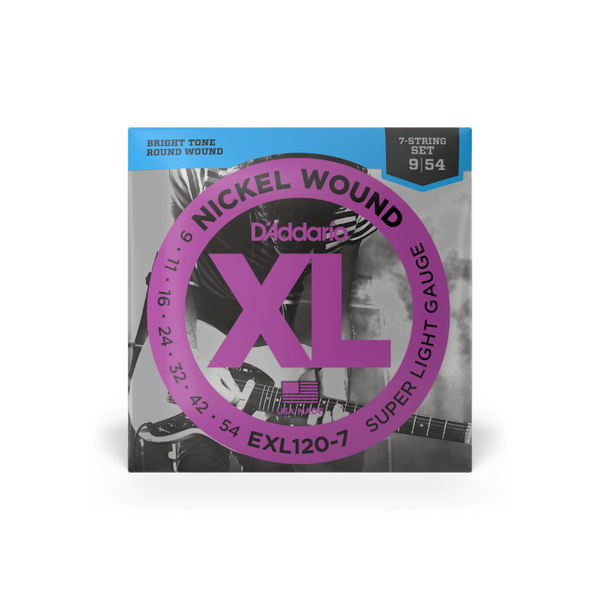 D'Addario XL Nickel Electric Guitar Strings 09-54 Super Light 7-String