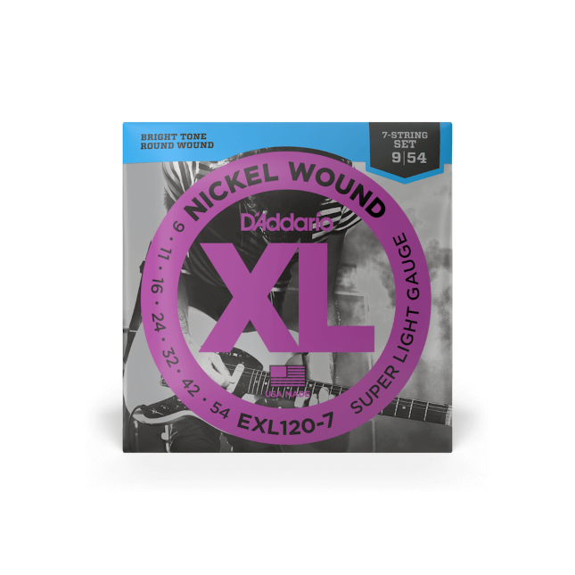 D'Addario XL Nickel Electric Guitar Strings 09-54 Super Light 7-String