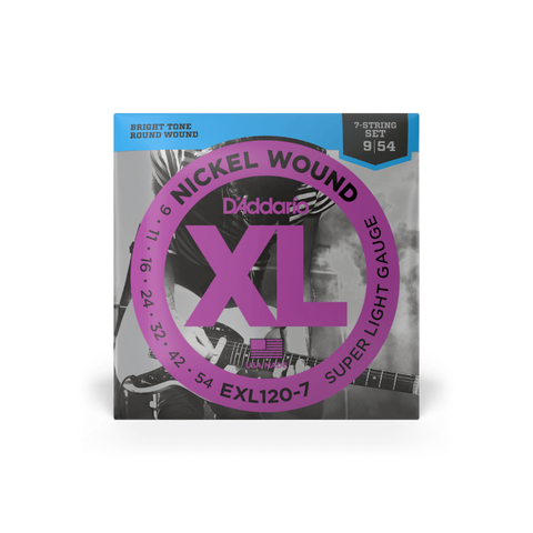 D'Addario XL Nickel Electric Guitar Strings 09-54 Super Light 7-String