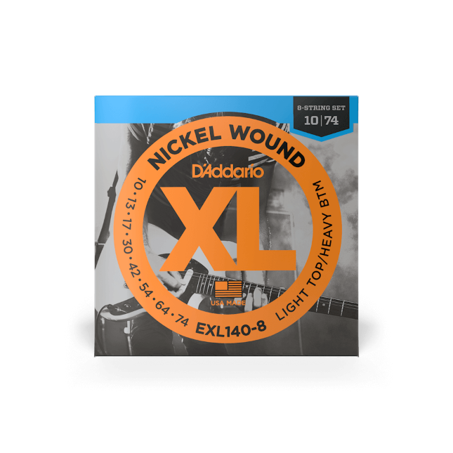 D'Addario XL Nickel Electric Guitar Strings 10-74 Light Top/Heavy Bottom 8-String