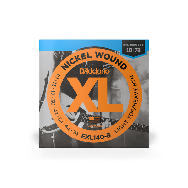 D'Addario XL Nickel Electric Guitar Strings 10-74 Light Top/Heavy Bottom 8-String
