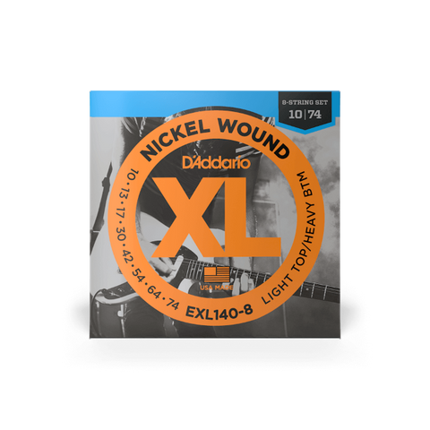 D'Addario XL Nickel Electric Guitar Strings 10-74 Light Top/Heavy Bottom 8-String