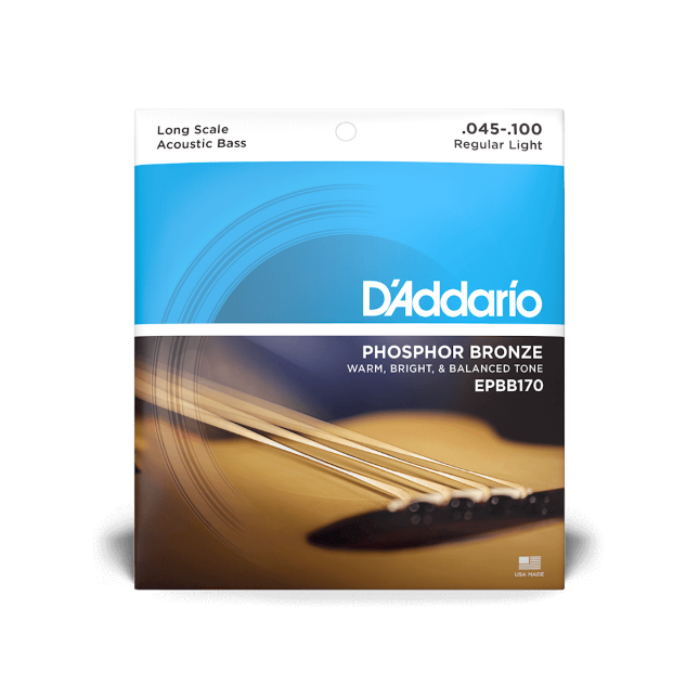 D'Addario Long Scale, Phosphor Bronze Acoustic Bass Strings 45-100 Regular Light
