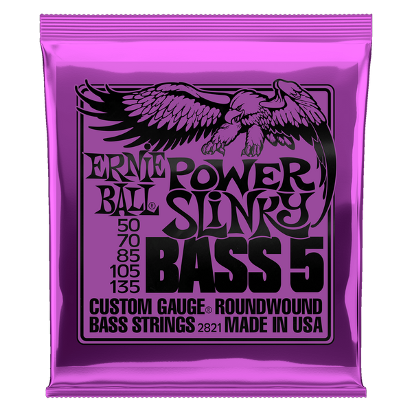 Ernie Ball Power Slinky Electric 5 String Bass Strings 50-135