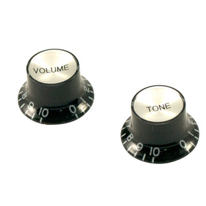 WD Black Reflector Volume/Tone Knobs, Silver Tops