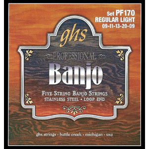 GHS Light Regular Stainless Steel 5 String Banjo Strings 