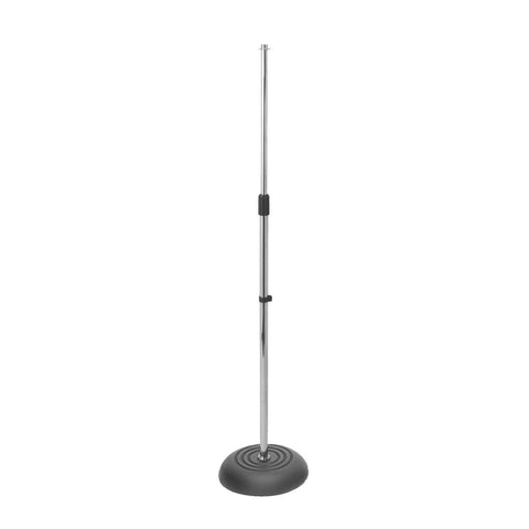 On-Stand Chrome Round-Base Microphone Stand