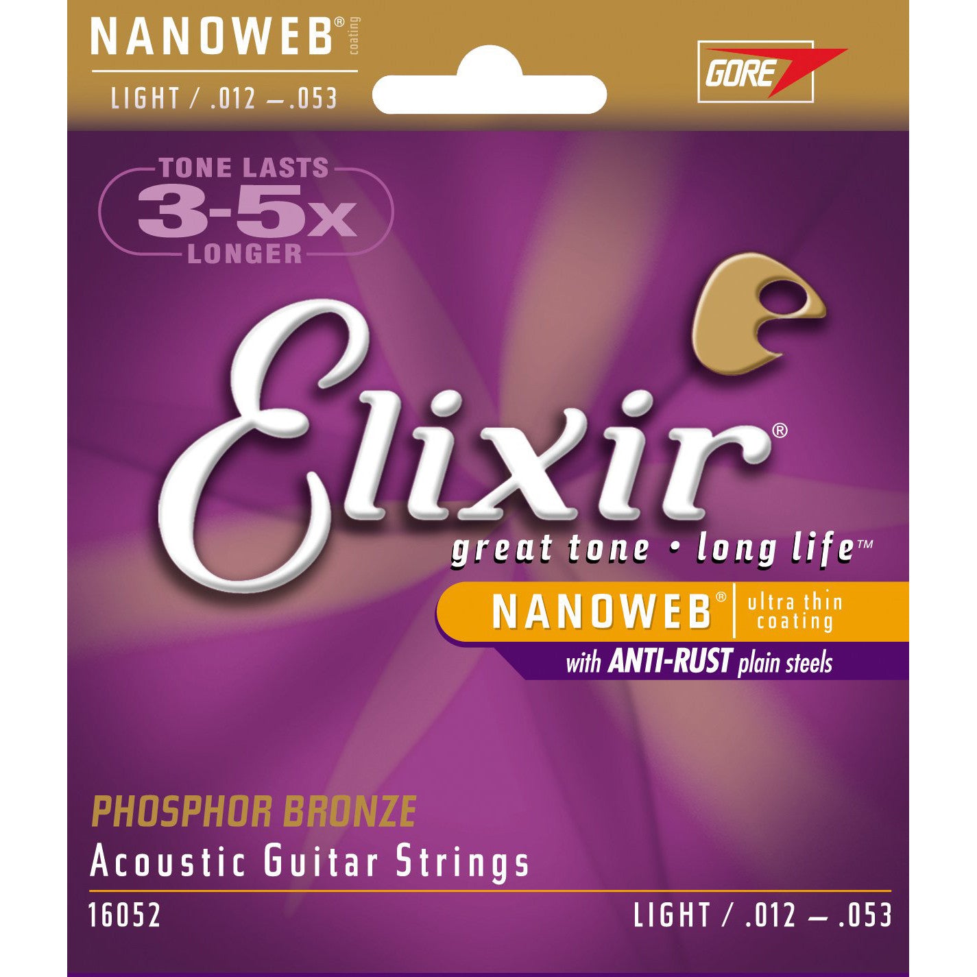 Elixir Phosphor Bronze Acoustic Guitar Strings Nano Light 12-53