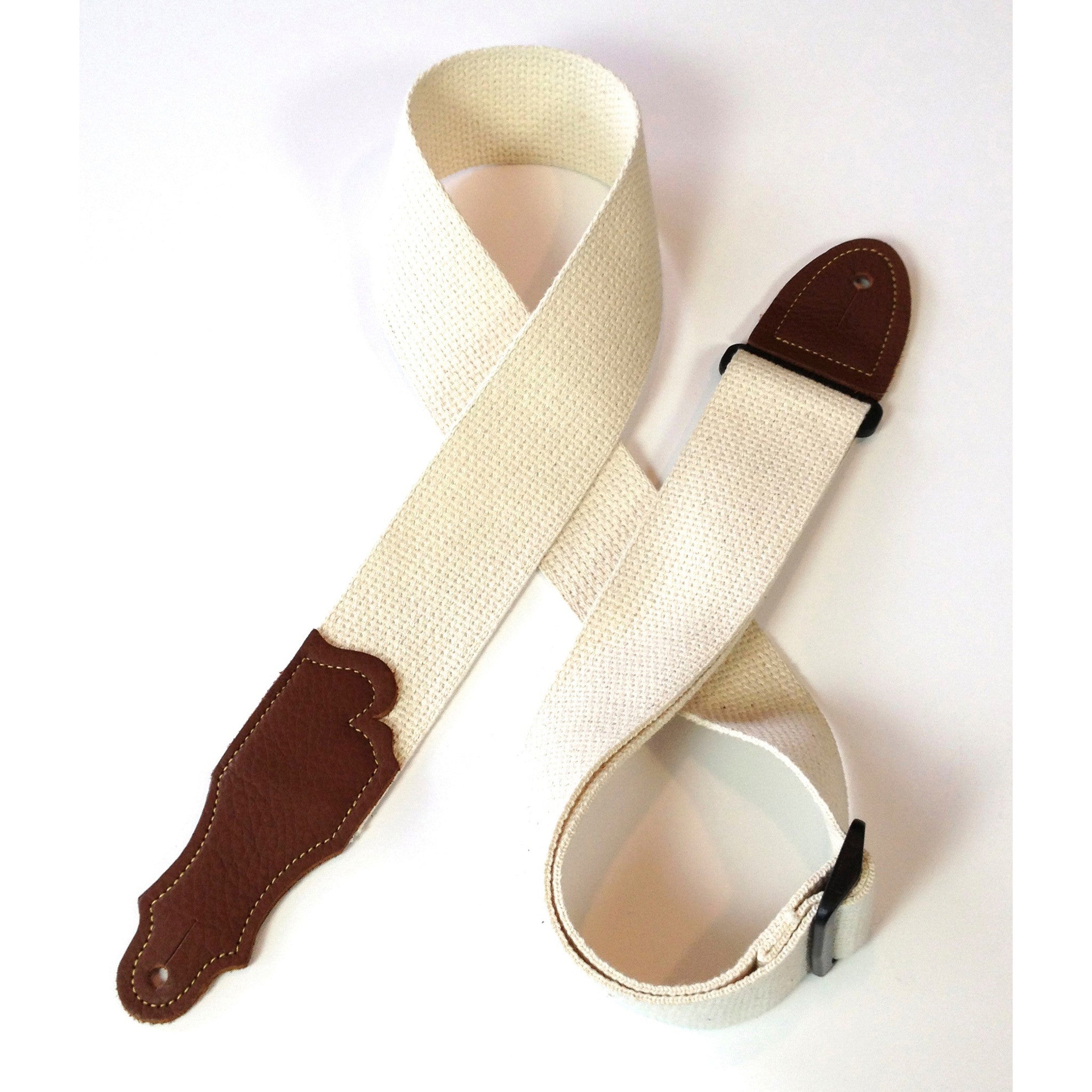 Franklin Strap, 2" Cotton, Natural, Caramel Ends