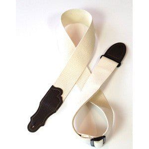 Franklin Strap, 2" Natural Cotton, Chocolate Leather Ends