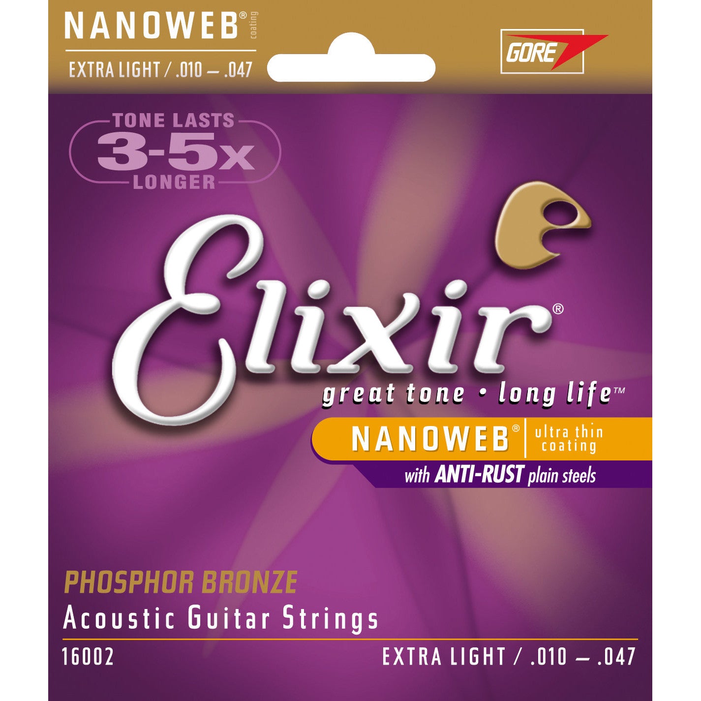 Elixir Phosphor Bronze Acoustic Guitar Strings Nano Extra Light 10-47