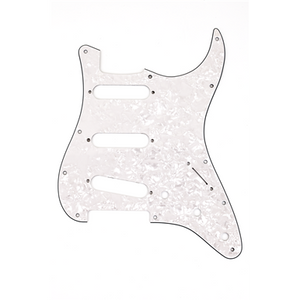 Fender Strat Pickguard,  White Moto