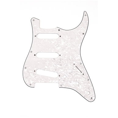 Fender Strat Pickguard,  White Moto