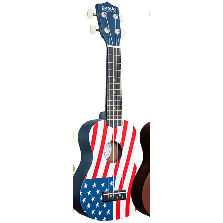 Amahi Panda Soprano Ukulele With Carrying Bag, American Flag