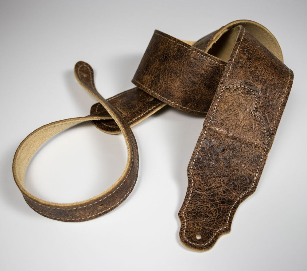 Franklin 2.5" Chocolate Distressed Glove Leather With Natural Stitching