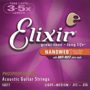 Elixir Phosphor Bronze Acoustic Guitar Strings Nano Light Medium 12-56