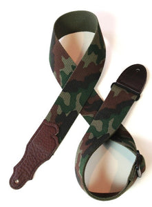 Franklin Strap, 2" Camo Cotton, Chocolate Leather Ends