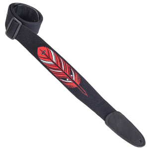Henry Heller 2" Black Cotton Guitar Strap With Red Feather