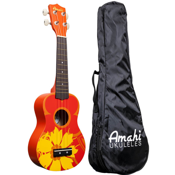 Amahi Soprano Orange Flower Ukulele DDUK5