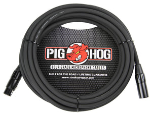 Pig Hog 20' Black Microphone Cable, XLR Ends, Lifetime Warranty