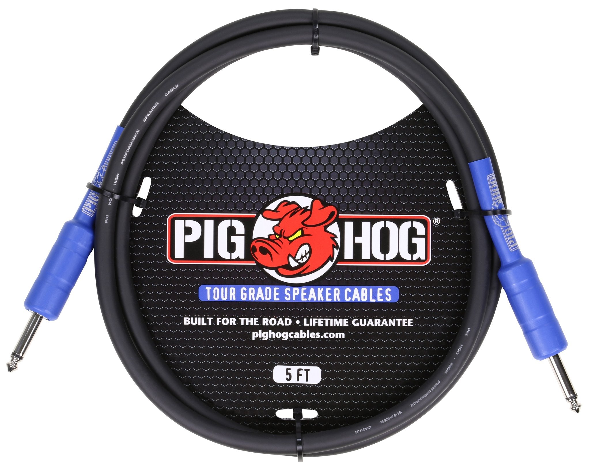 Pig Hog 5' 14 Gauge Speaker Cable, 1/4" Ends, Lifetime Warranty