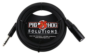 Pig Hog 5' TRS (Male) to XLR (Male) Balanced Cable, Lifetime Warranty