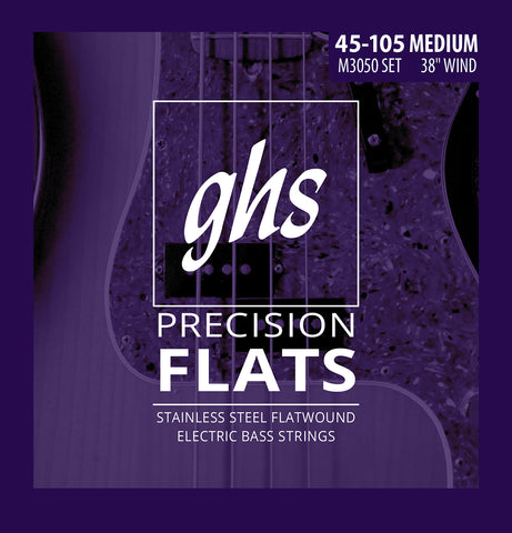 GHS Bass 45-105 Flatwound, Long+, 4 Strings Bass Strings